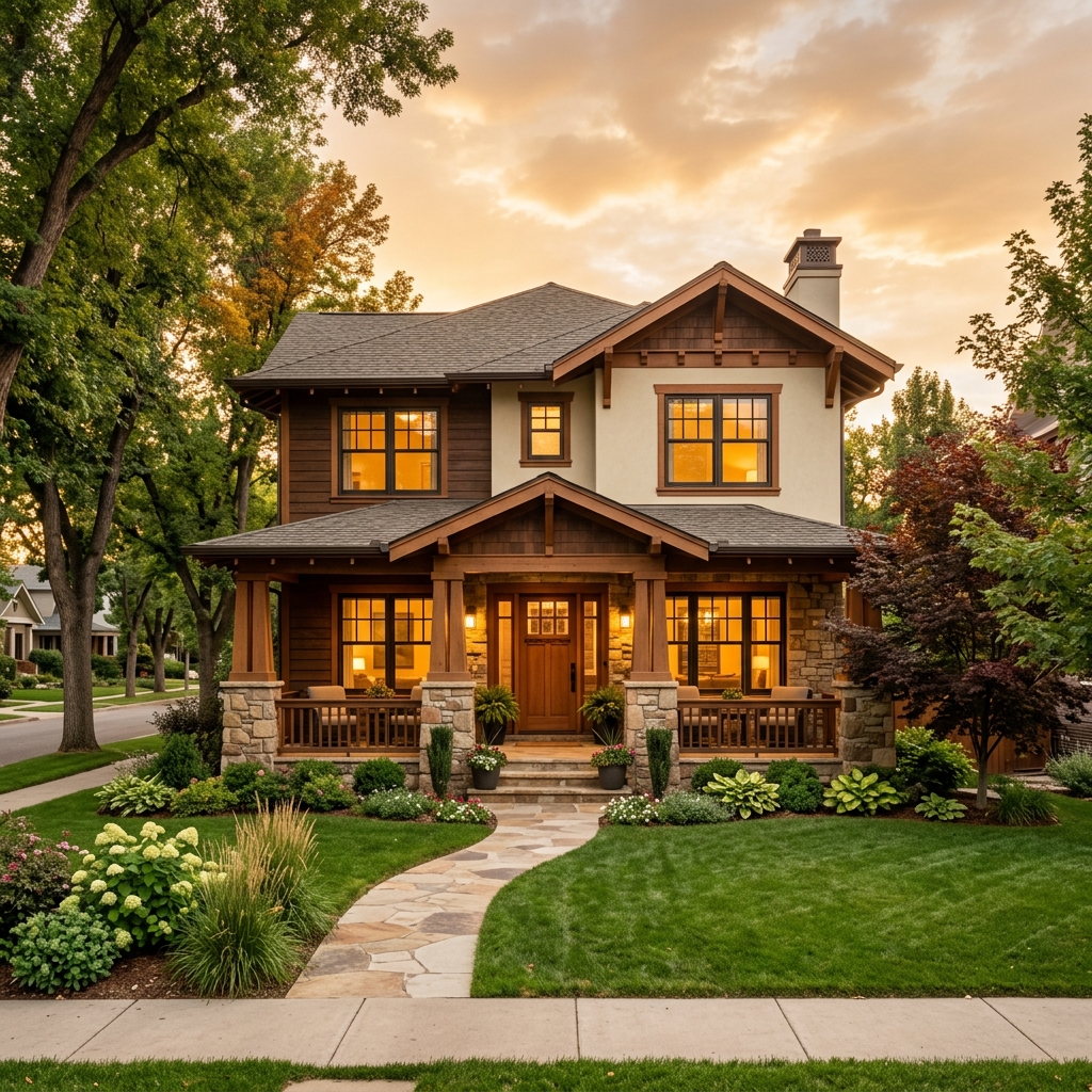 Luxury apartment building at dusk in Denver